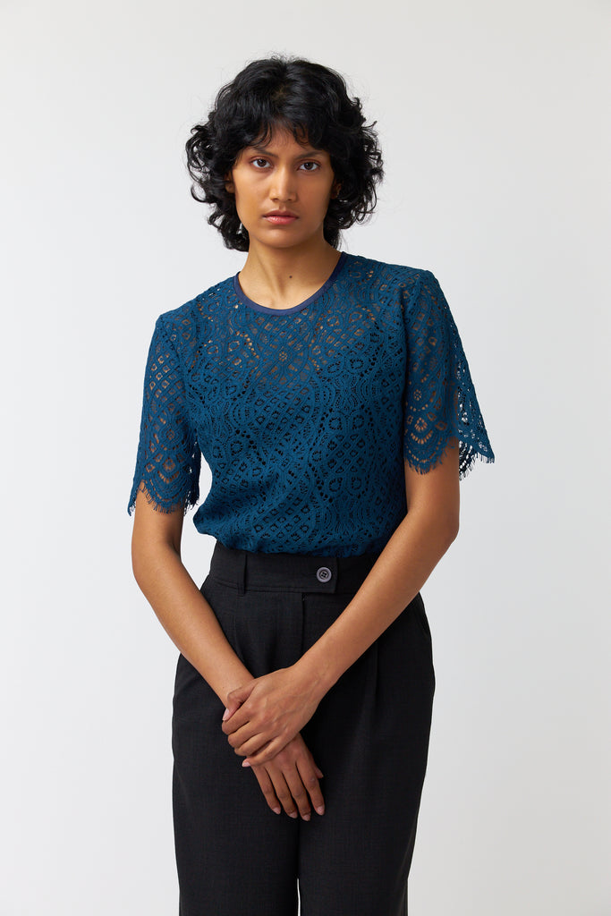 Kate Sylvester Lucia Top - Lace - Teal