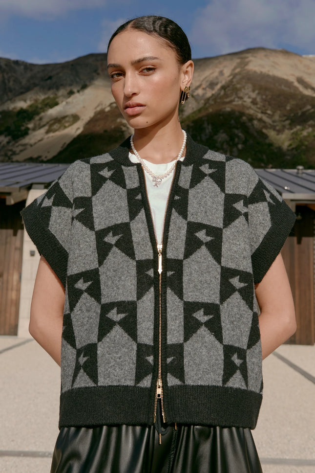 Karen Walker Monogram Knit Vest - Black