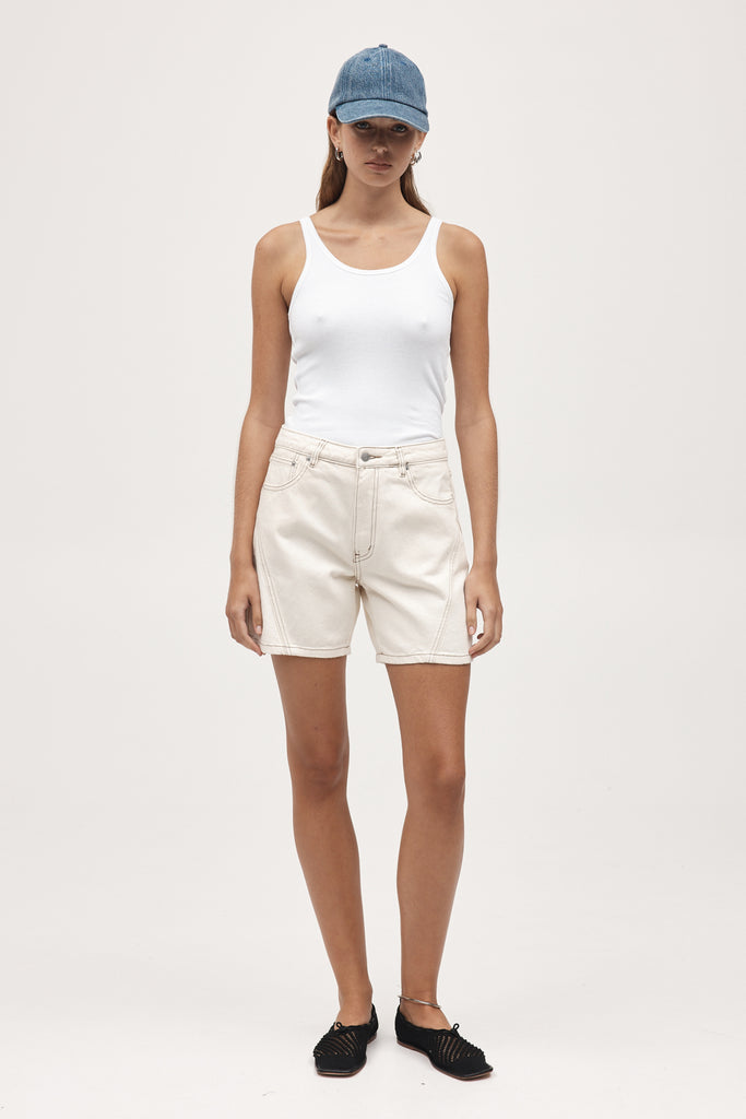 Marle Curve Seam Short - Organic Cotton - Ecru