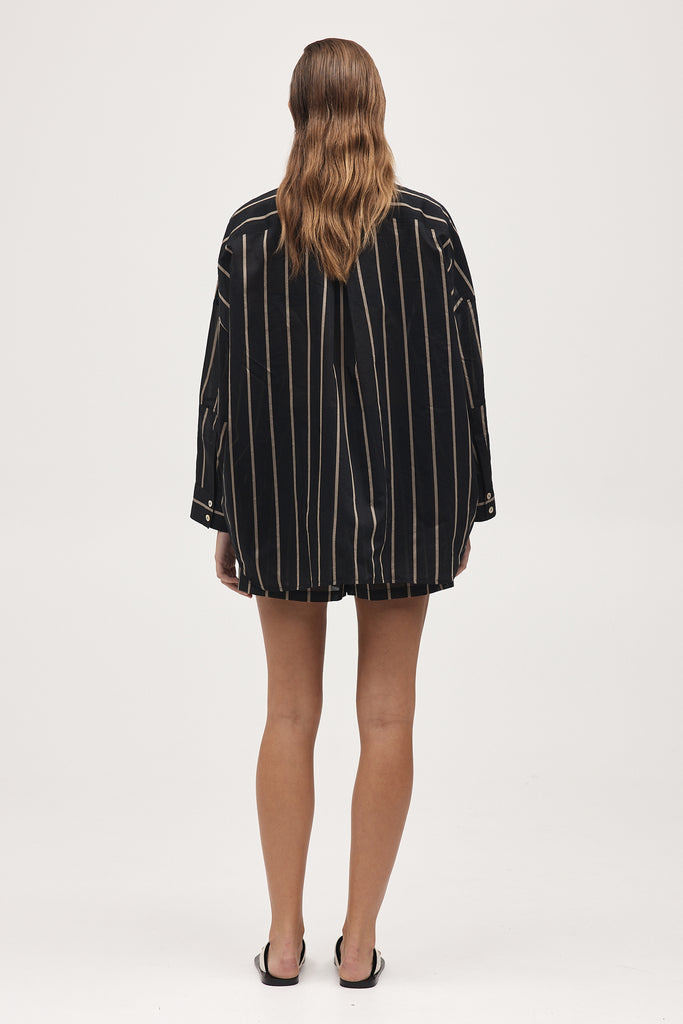 Marle Edie Shirt - Cotton/Silk - Black Stripe