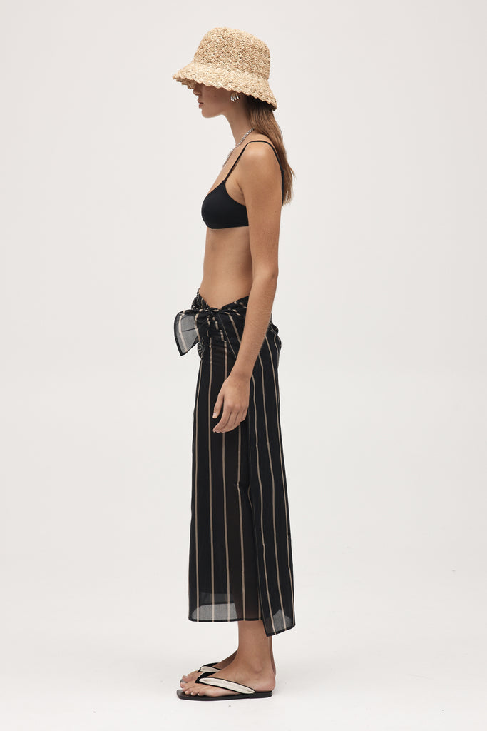 Marle Hattie Sarong - Cotton/Silk - Black Stripe