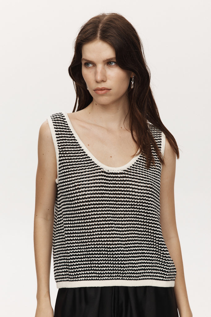 Marle Nova Top - Cotton - Black/Ivory