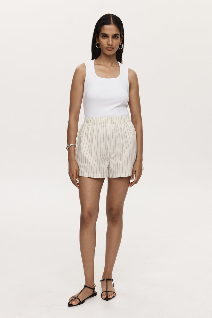 Marle Alisa Short - Cotton - Ivory Stripe