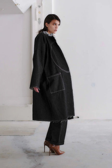 Otsu Kaguya Cropped Cotton/Polyester Denim - Black 🖤 RESTOCKED