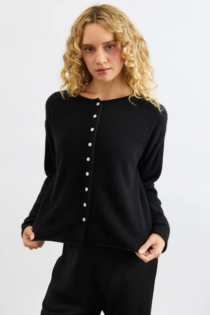 Mia Fratino Reversable Button Cardi - Black