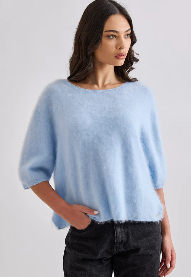 Mia Fratino Eliza Tee - Cashmere/Merino - Mid Blue
