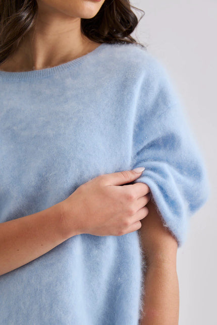 Mia Fratino Eliza Tee - Cashmere/Merino - Mid Blue