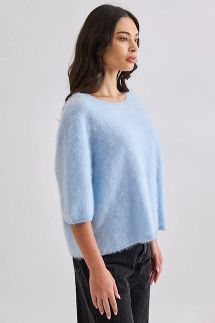 Mia Fratino Eliza Tee - Cashmere/Merino - Mid Blue