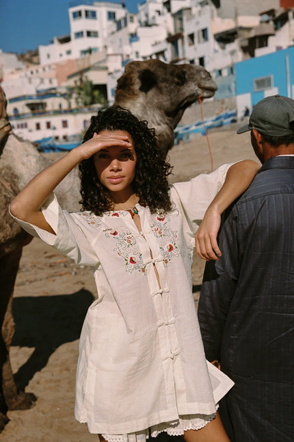 Kinga Csilla Reka Berry Embroidered Shirt - Pale Yellow