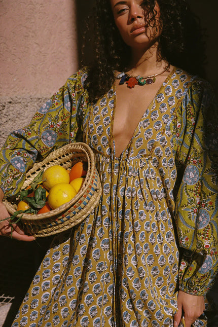 Kinga Csilla Zoya Block Print Marrakech Dress - Green