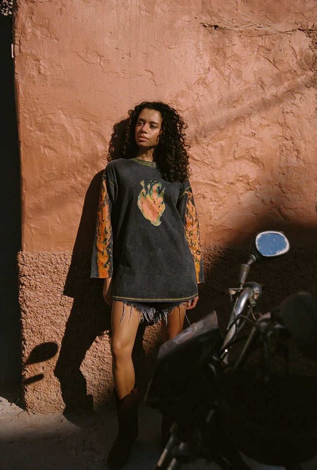 Kinga Csilla Flaming Heart Tommy Tee - Black