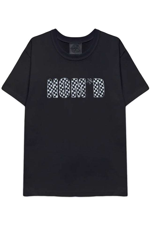 NOM*d Checkerboard Tee -Black with White Stencil