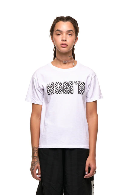 NOM*d Checkerboard Tee -White with Black Stencil