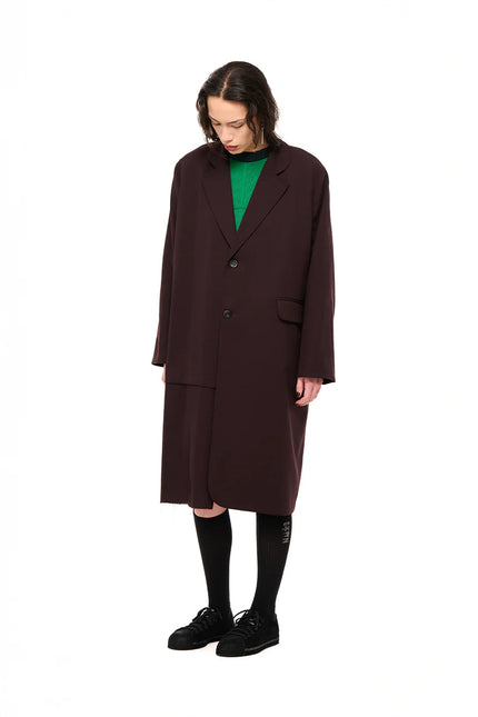 NOM*d De-Pleat Coat - Wool Crepe - Mahogany