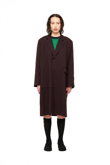 NOM*d De-Pleat Coat - Wool Crepe - Mahogany