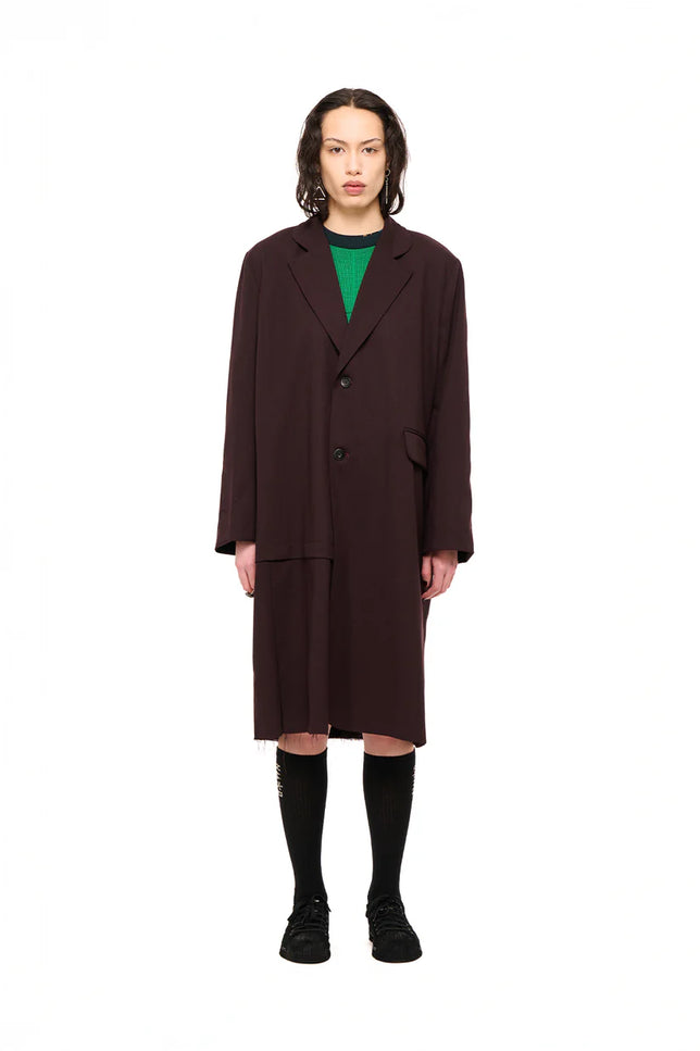 NOM*d De-Pleat Coat - Wool Crepe - Mahogany