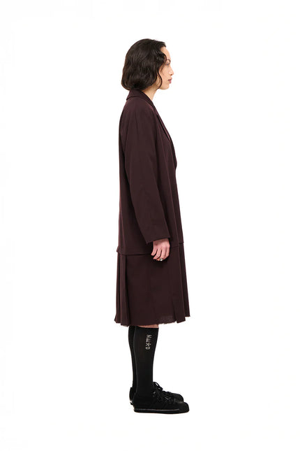 NOM*d De-Pleat Coat - Wool Crepe - Mahogany