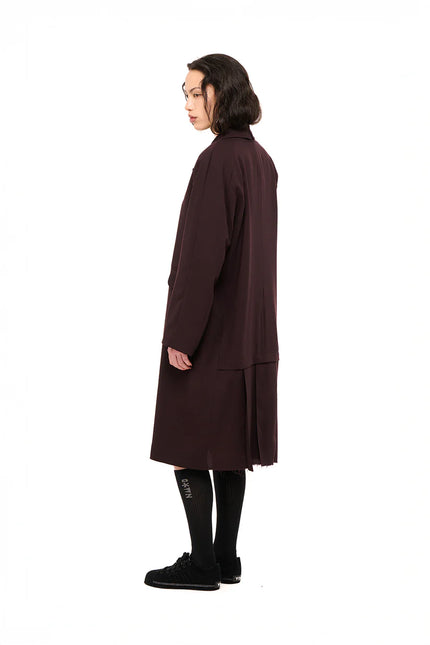 NOM*d De-Pleat Coat - Wool Crepe - Mahogany