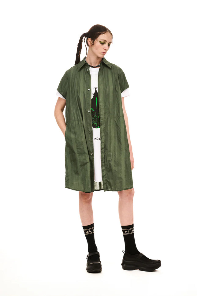 Nom*d Grid Shirt Dress - Green Olive