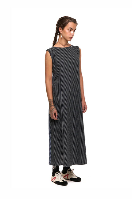 NOM*d Replay Dress - Black n Blue Stripe