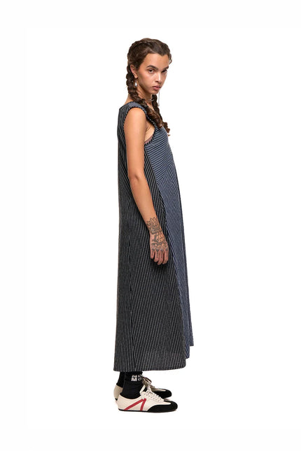 NOM*d Replay Dress - Black n Blue Stripe