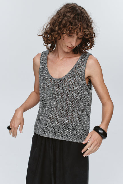 Marle Nova Top - Black/Ivory Melange