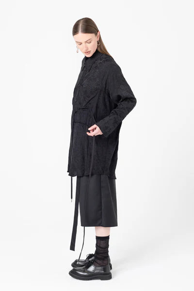 Company of Strangers Facts Shirtdress - Black Jaquard