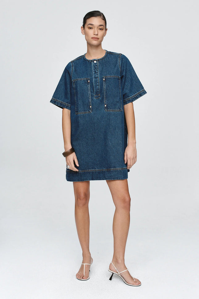 Marle Patch Pocket Dress - Denim - Classic Blue