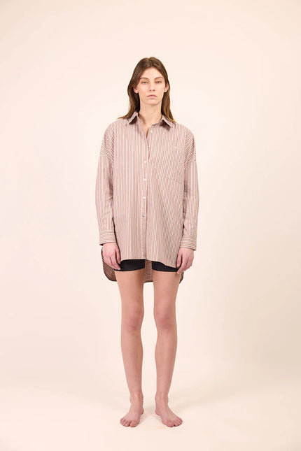 Pharlain Billie Shirt - Red/Tan Stripe