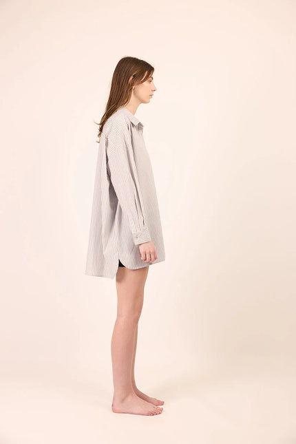 Pharlain Billie Shirt - Blue/Tan Stripe