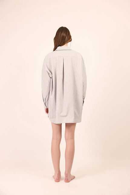 Pharlain Billie Shirt - Blue/Tan Stripe
