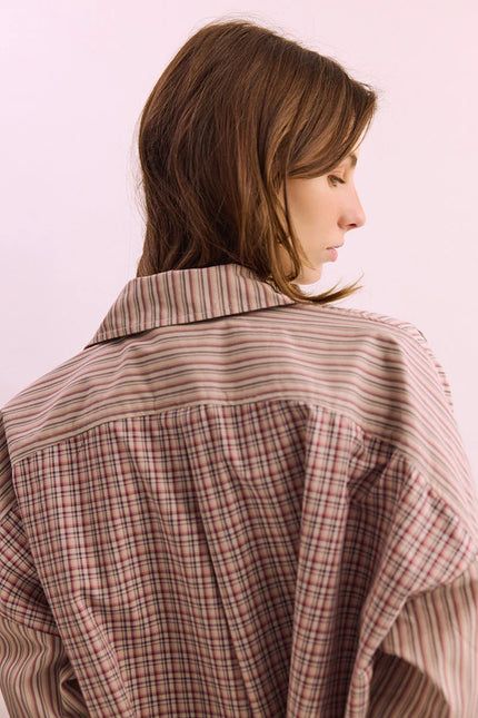 Pharlain Billie Shirt - Red/Tan Stripe