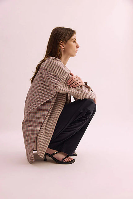 Pharlain Billie Shirt - Red/Tan Stripe