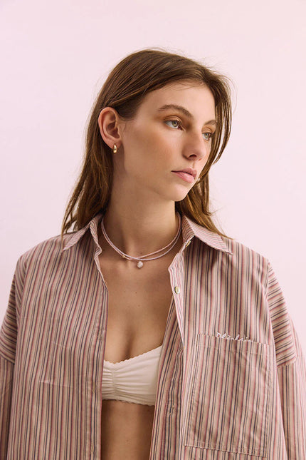 Pharlain Billie Shirt - Red/Tan Stripe