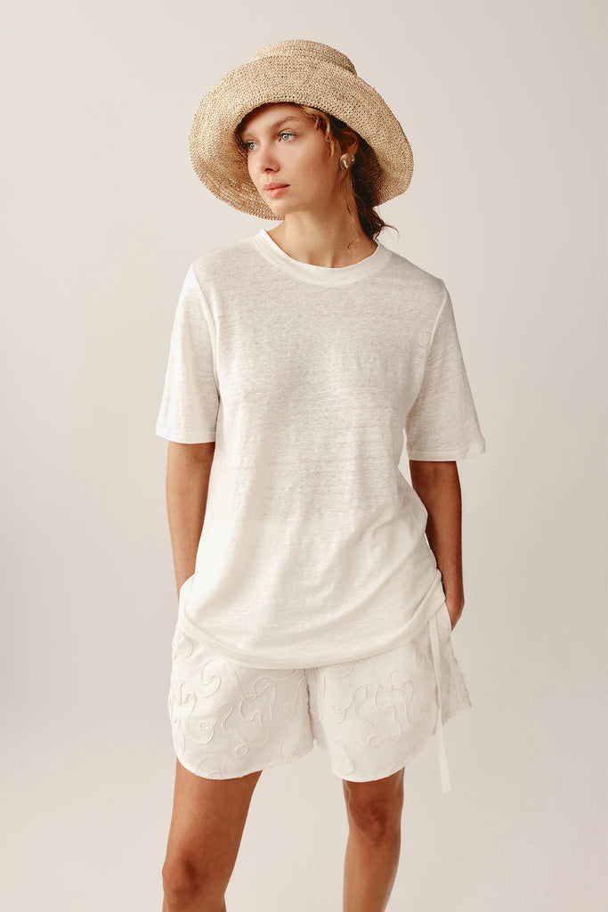 Marle Kenna Tee - 100% Linen - Ivory