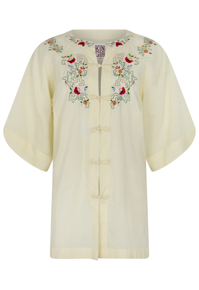 Kinga Csilla Reka Berry Embroidered Shirt - Pale Yellow