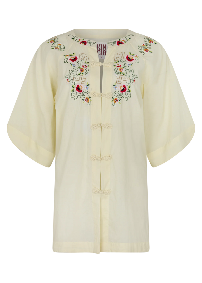Kinga Csilla Reka Berry Embroidered Shirt - Pale Yellow