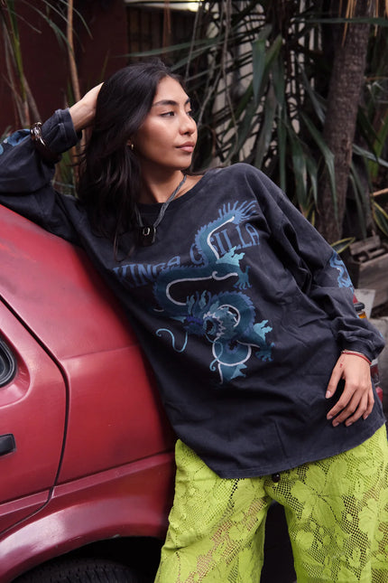 Kinga Csilla Rex Dragon Roses LS Tee - Black