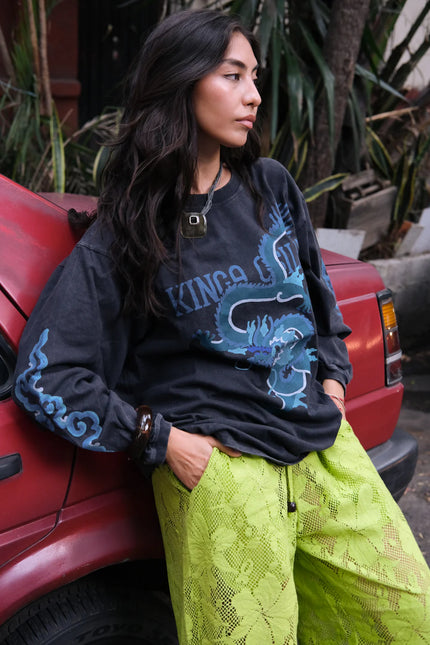 Kinga Csilla Rex Dragon Roses LS Tee - Black