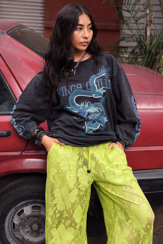 Kinga Csilla Rex Dragon Roses LS Tee - Black