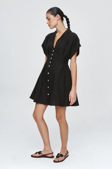 Marle Riri Dress Linen - Black