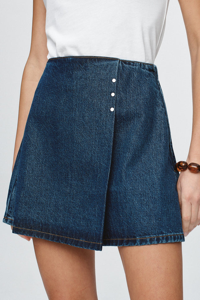 Marle Rivet Skirt - Denim - Classic Blue