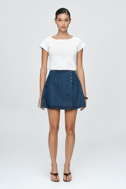 Marle Rivet Skirt - Denim - Classic Blue
