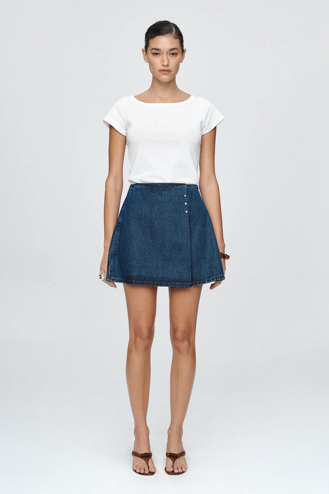 Marle Rivet Skirt - Denim - Classic Blue
