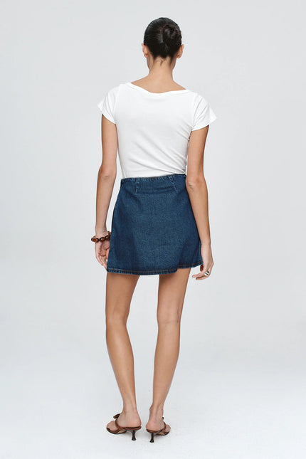 Marle Rivet Skirt - Denim - Classic Blue
