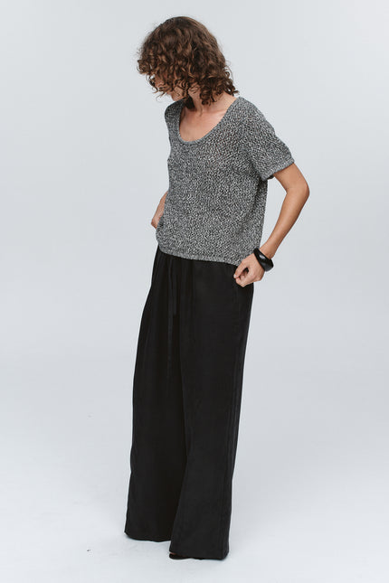 Marle Rumi Top - Black/Ivory Melange