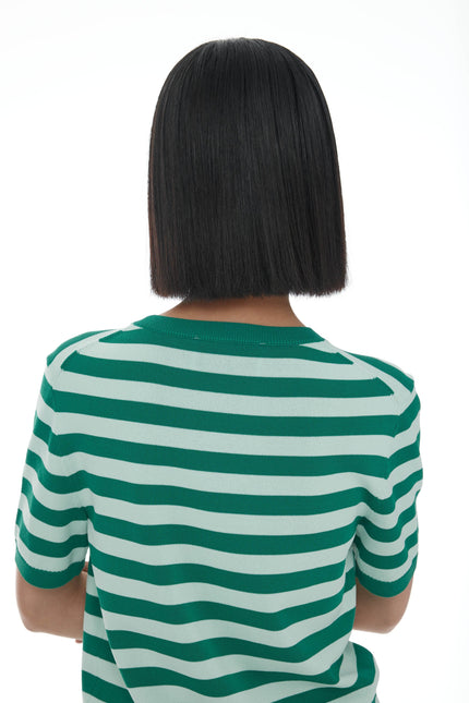 Ricochet Francisco Knit Tee - Mint + Green Stripe