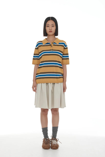 Ricochet Fallon Polo - Yolk + Blue Stripe