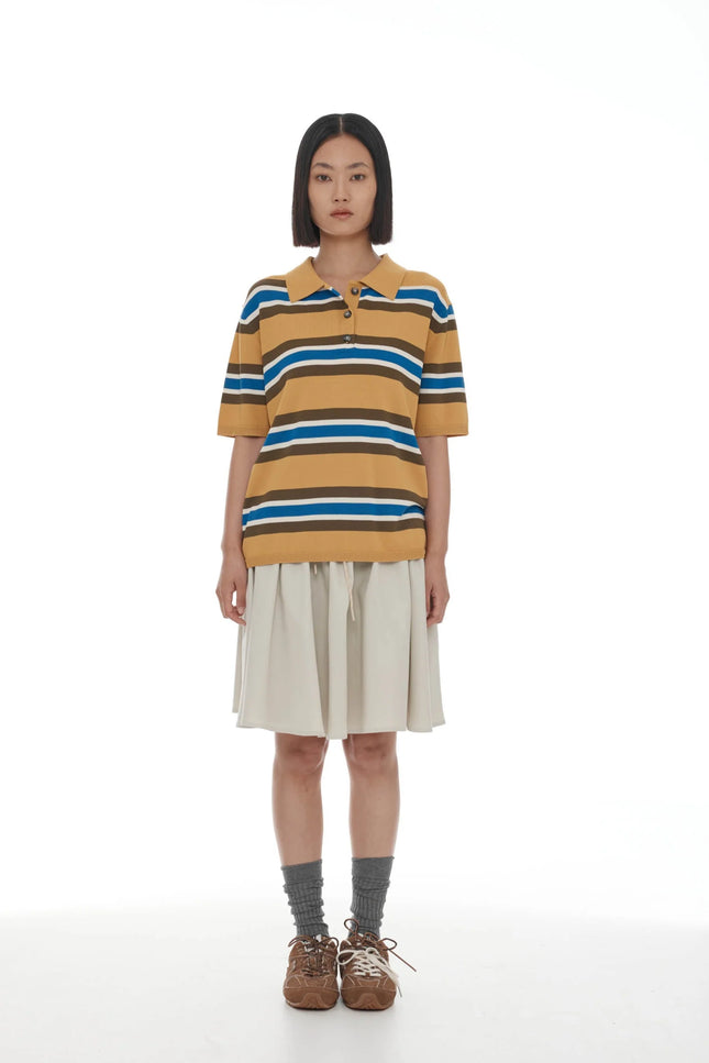 Ricochet Fallon Polo - Yolk + Blue Stripe