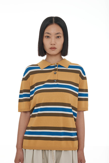 Ricochet Fallon Polo - Yolk + Blue Stripe